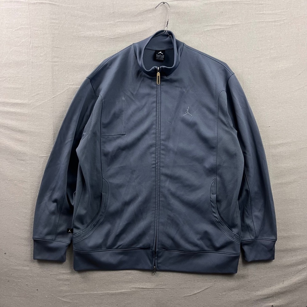 Jordan Track Jacket Mens XL Gray Full Zip Mesh Panels Jumpman Logo